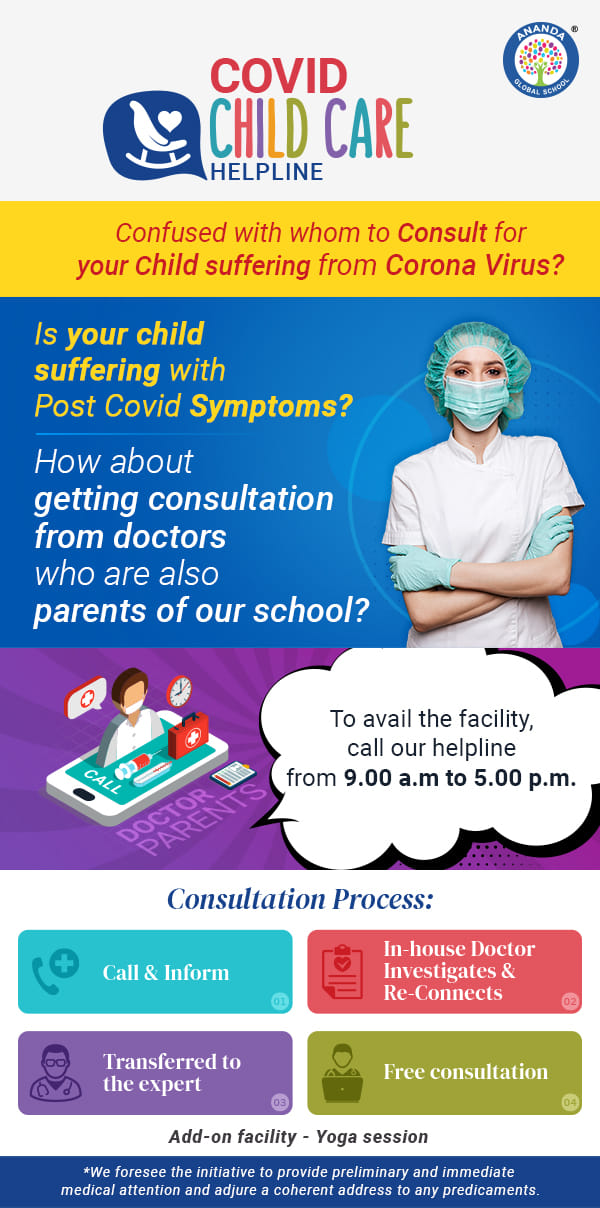 Covid Child Care Helpline in Ananda Global School
